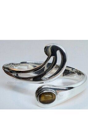 Sz-7 Vintage Mid-Century Sterling Silver Tiger's Eye  Bracelet 51.2g